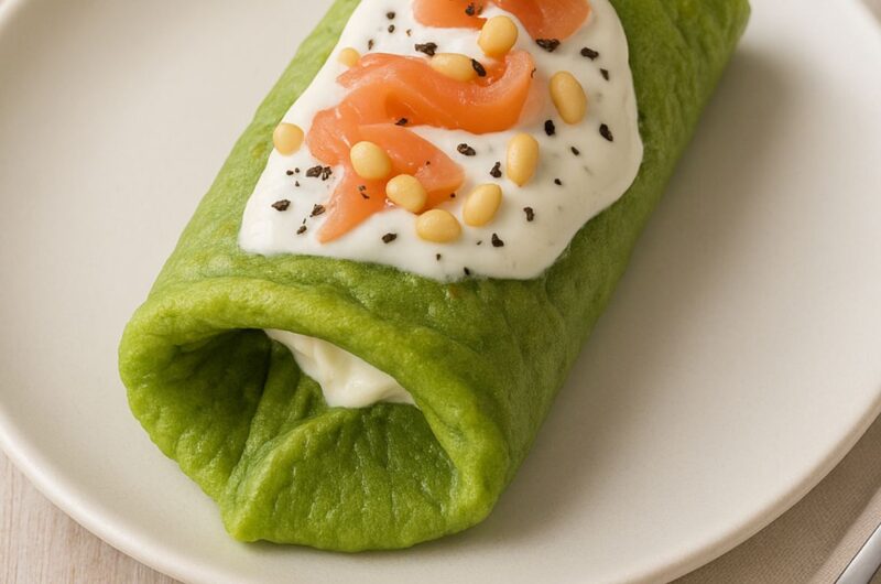 Crêpe chetogenica agli spinaci e salmone